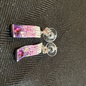 Pink Purple and Silver Dangle Earrings